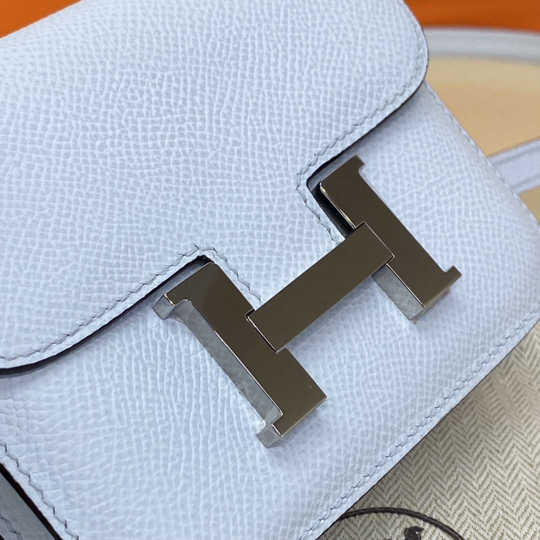 Hermes Constance Slim Wallet Belt Bag In Blue Pale Epsom Leather